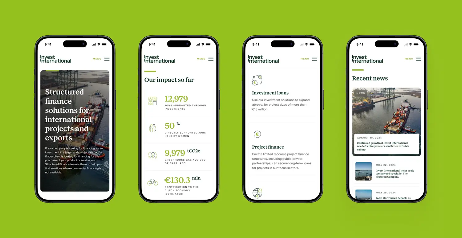 Iphones mockup with Invest International website